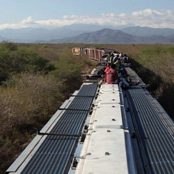Traveling North on the roof of a train (photo by Marc Silver)
