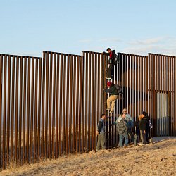 Filming a scene at the US / Mexico border