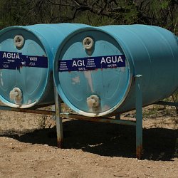 Clean water along a migrant trail managed by a Humanitarian group (photo by Marc Silver)